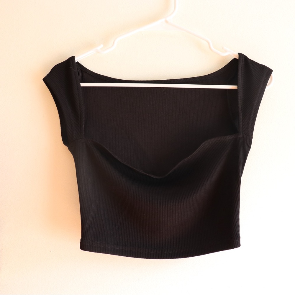 SHEIN black scoop cut out crop top